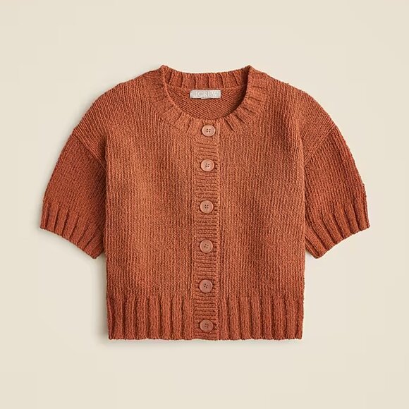 J. Crew Sweaters - J Crew Womens Marina crewneck cardigan in textured cotton blend Medium Peach Cla